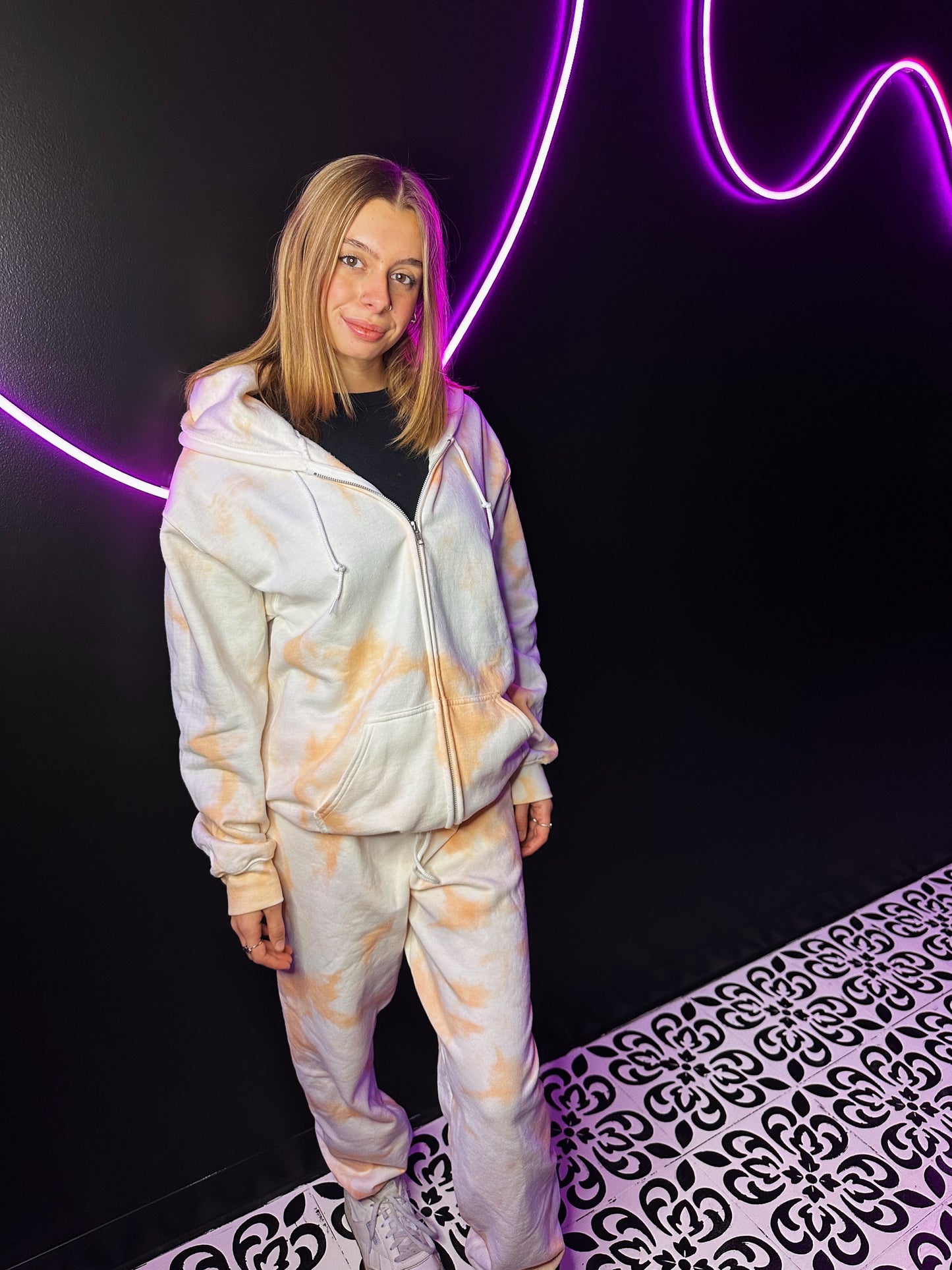 Morning Sunrise Tie Dye Zip Up Sweatsuit Set