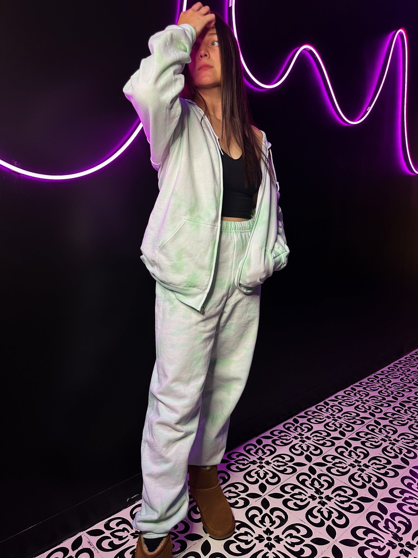 Minty Fresh Green Tie Dye Zip Up