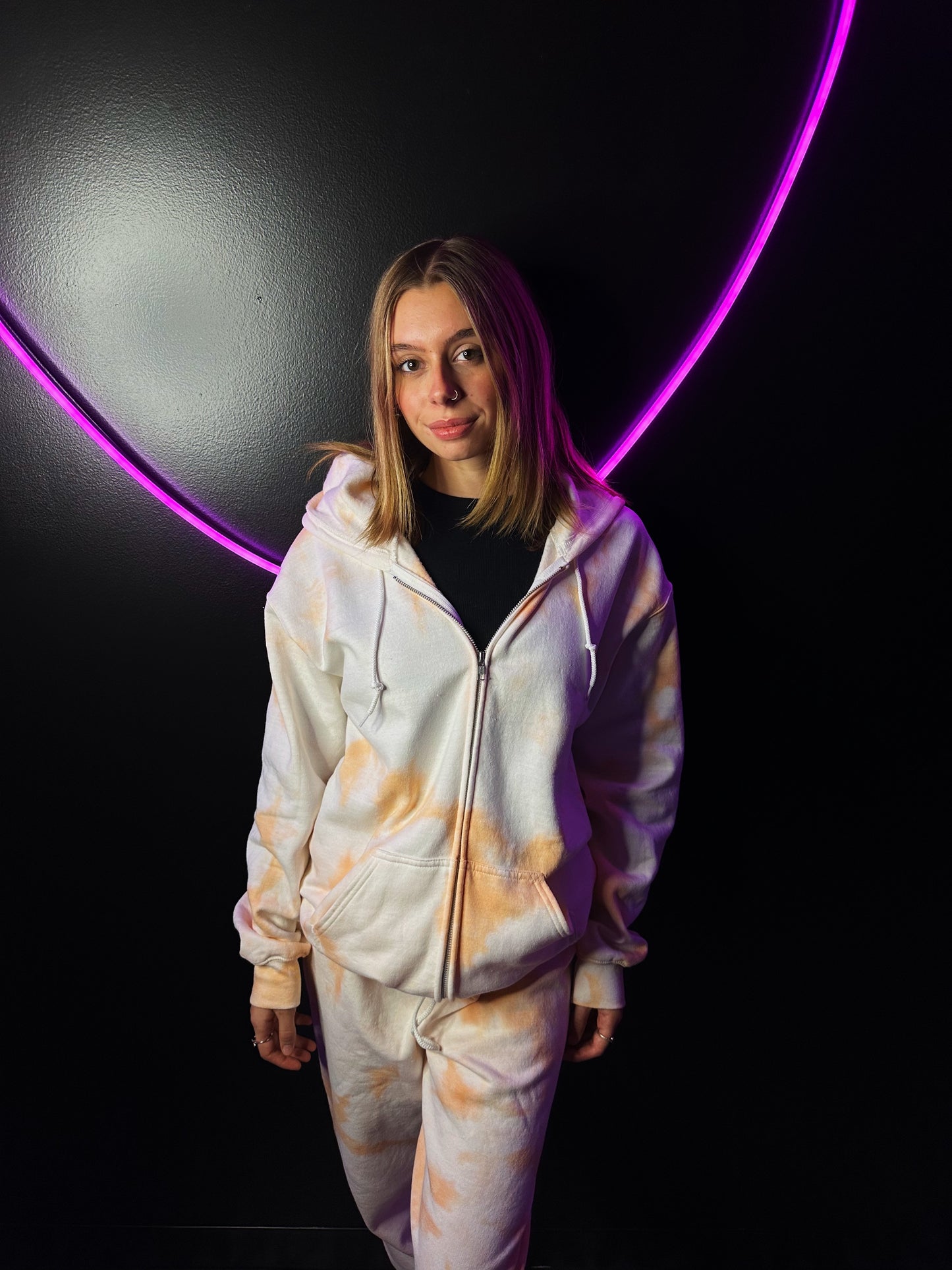 Morning Sunrise Orange Tie Dye Zip Up