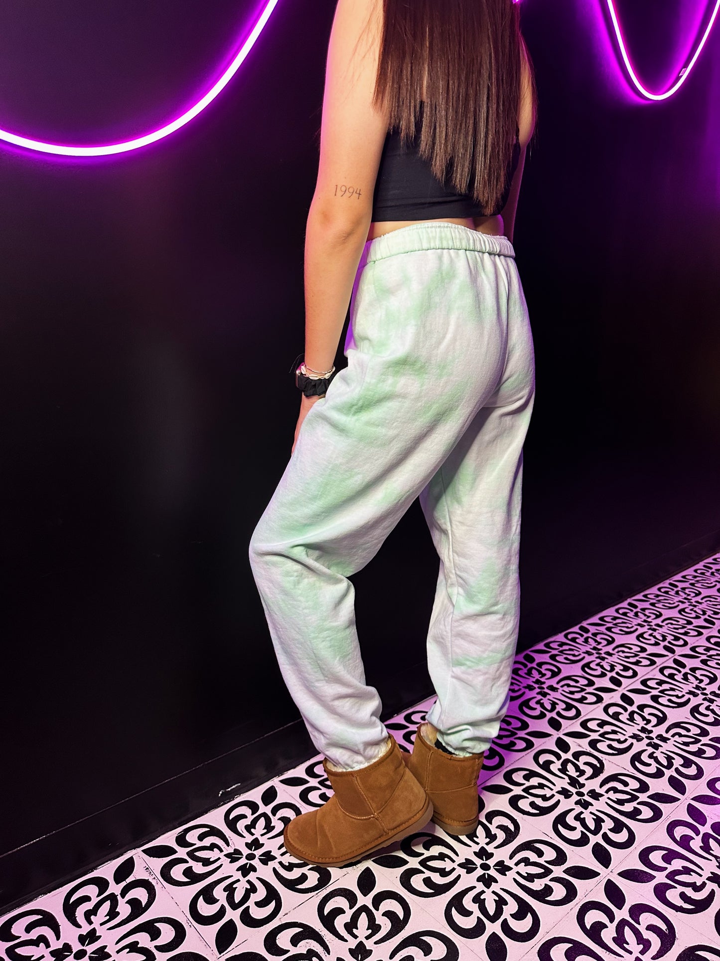 Minty Fresh Green Tie Dye Zip Up Sweatsuit Set