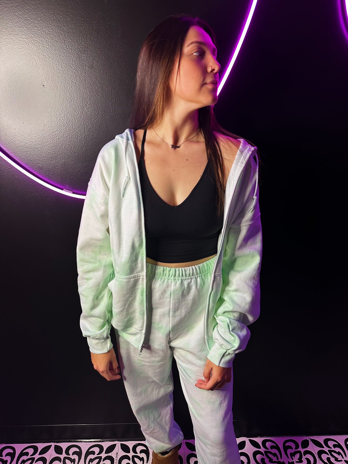 Minty Fresh Green Tie Dye Zip Up