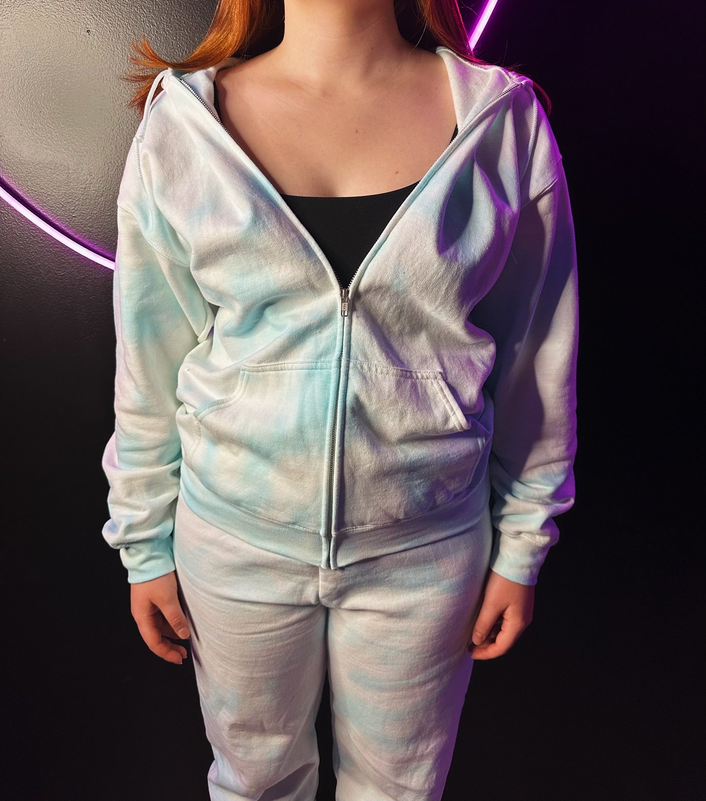 Baby Blue Tie Dye Zip Up