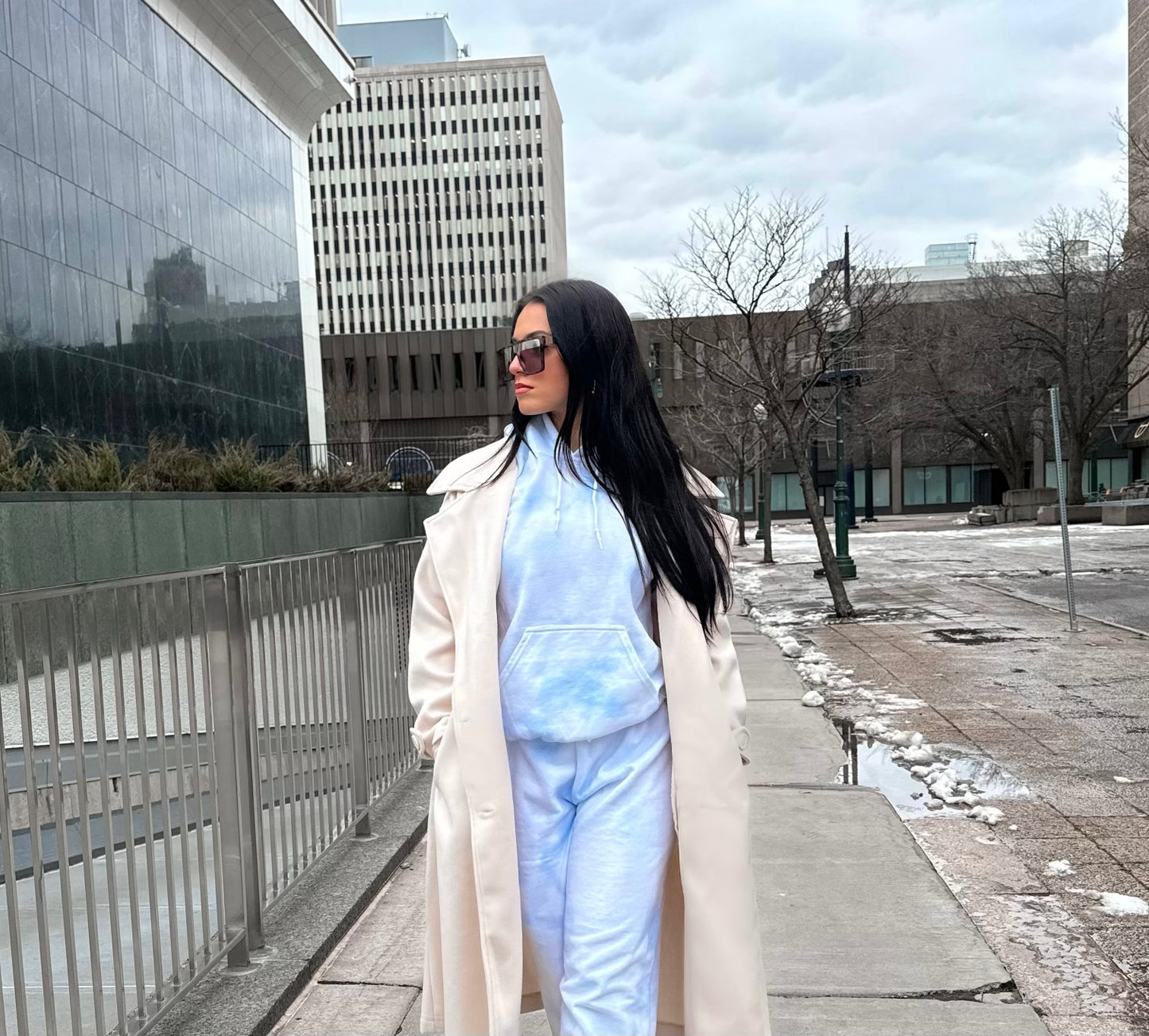 Powder Blue Tie Dye Sweatshirt