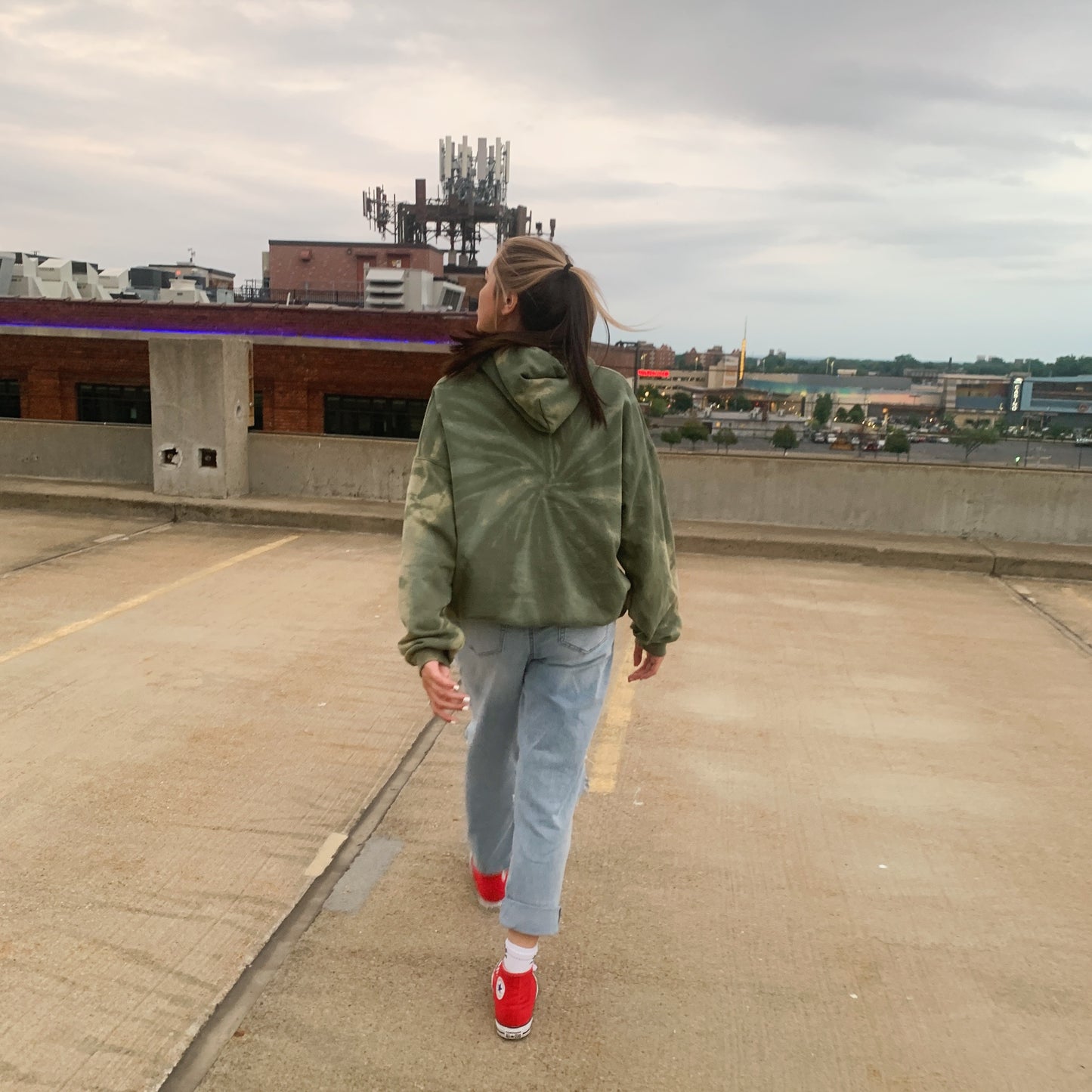 Reverse Tie Dye Green Sweatshirt