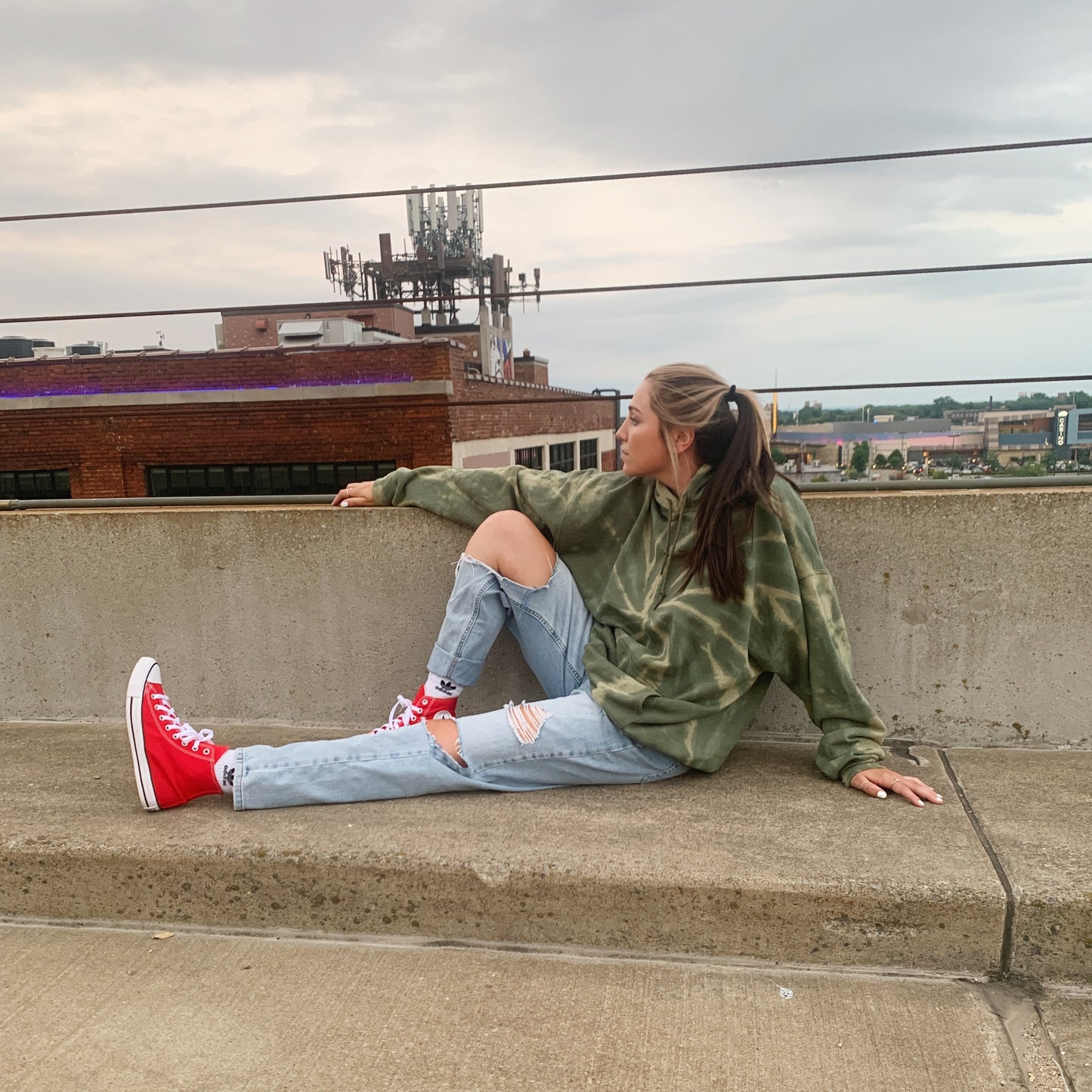 Reverse Tie Dye Green Sweatshirt