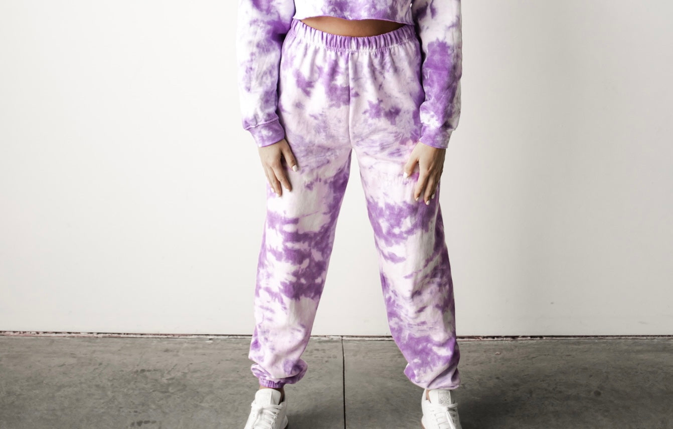 Colsie Tie Dye Jogger Pants Womens XS Purple Loungewear Comfy Athleisure 