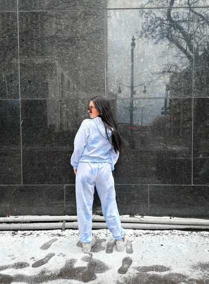 Powder Blue Tie Dye Sweatsuit