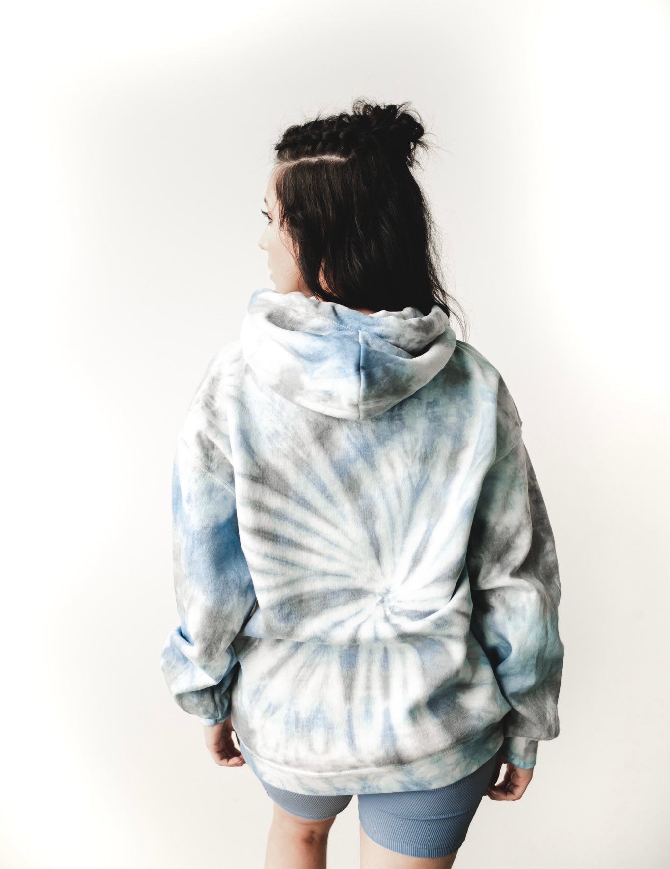 Blue Grey Tie Dye Swirl Hoodie EXB Apparel exbapparel