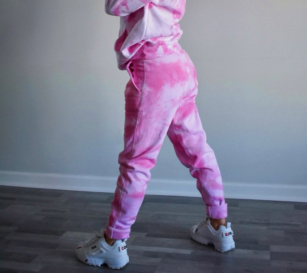 Tie dye sweatsuit store pink