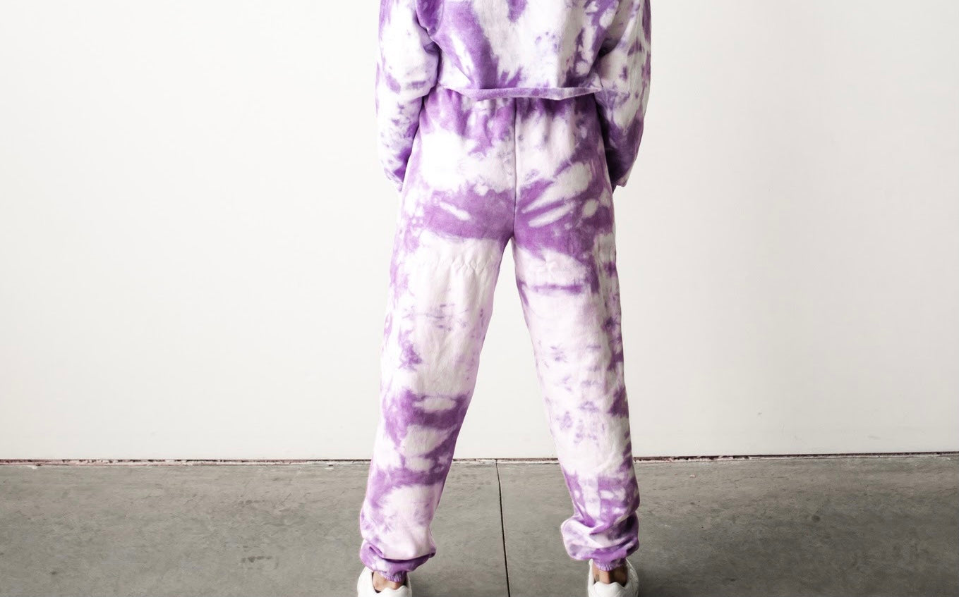 Purple and white discount tie dye sweatpants